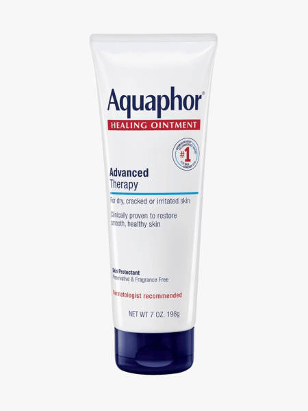 Aquaphor Healing Advanced Therapy Ointment in branded tube component on a light gray background