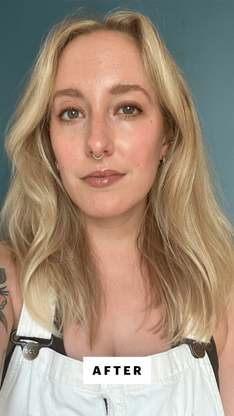 Selfie of Kara McGrath after applying the Living Proof Full Volume RootLifting Spray