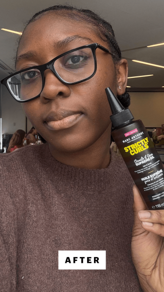 BlayTettey after applying the Marc Anthony Strictly Curls Strength Shine Supreme Oil